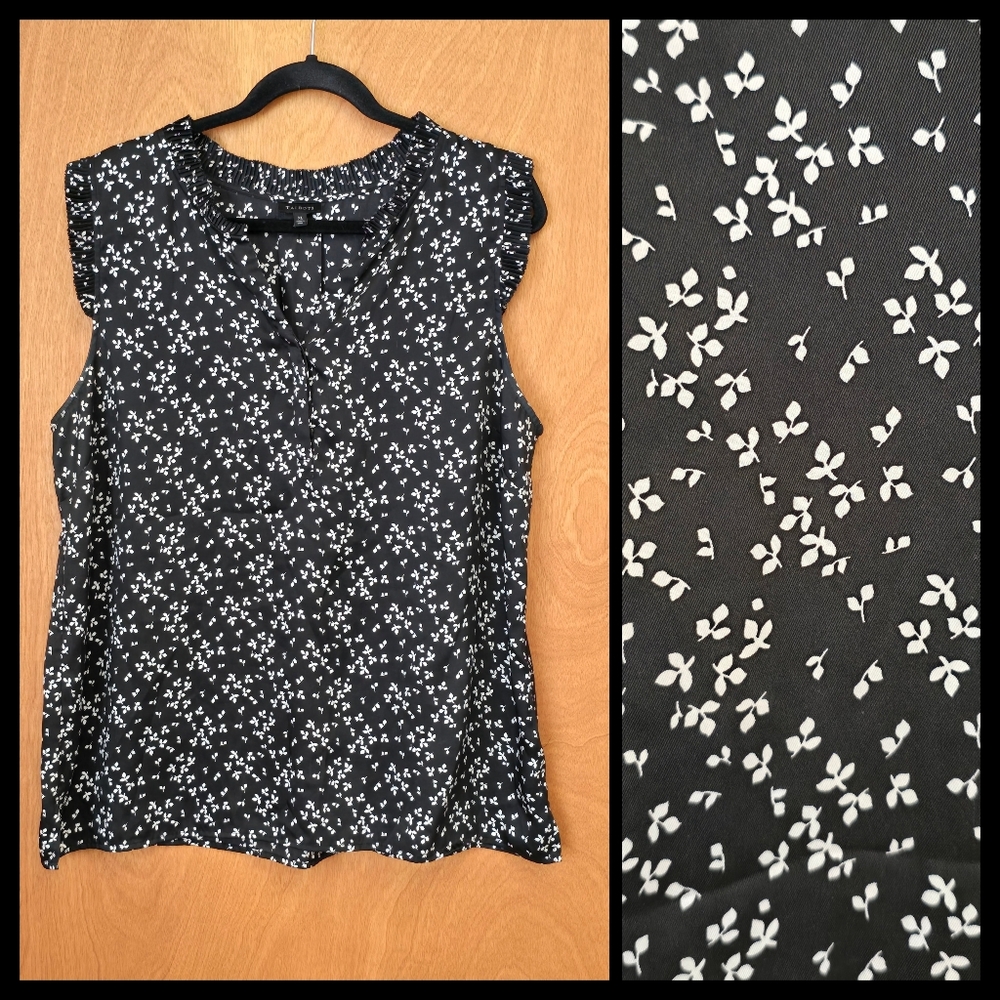 Talbots Black and White Sleeveless Blouse